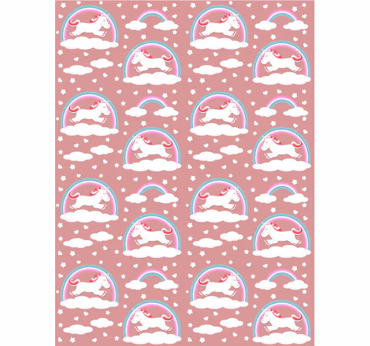 Magical unicorn theme wallpaper childrens room - TenStickers