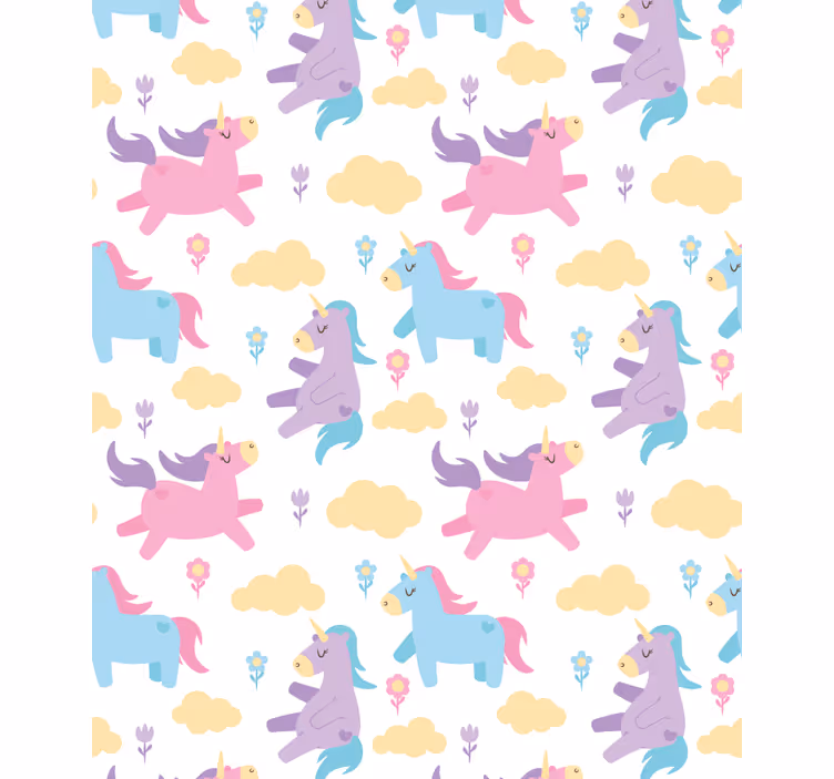 Wallpaper childrens room unicorns and clouds - TenStickers