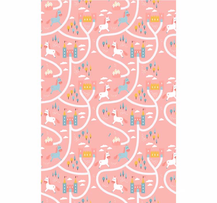 Castles and unicorns wallpaper childrens room - TenStickers