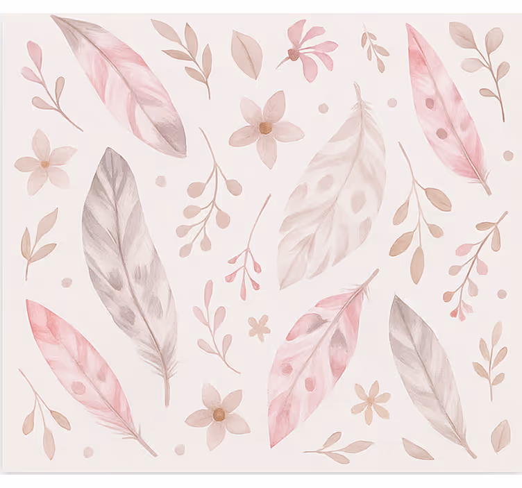 Wallpaper teenage bedroom feathers in pink - TenStickers