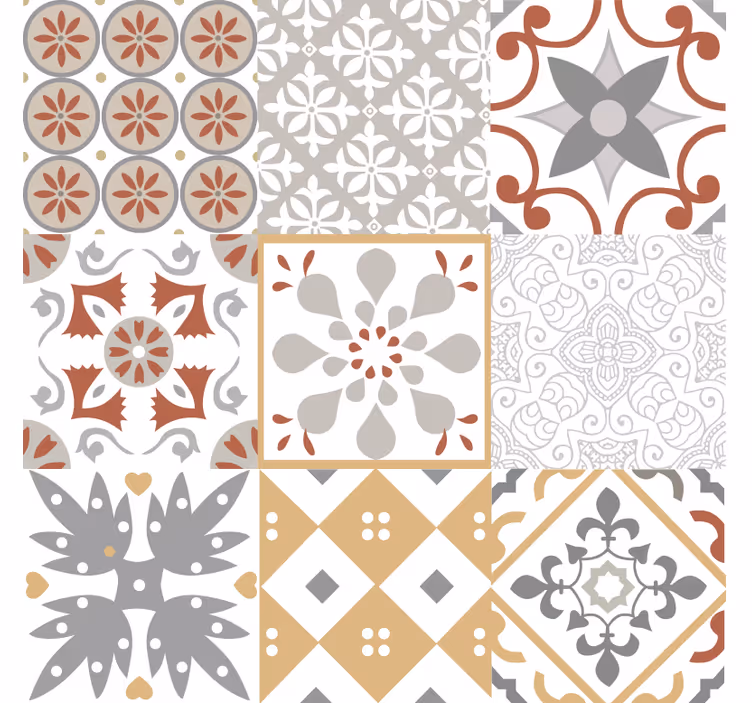 Kitchen wallpaper orange mosaic - TenStickers