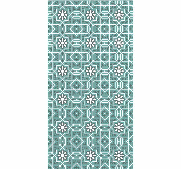 Kitchen wallpaper green floral tiles - TenStickers