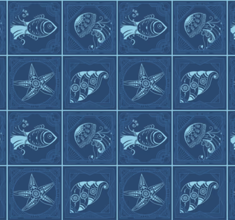 Bathroom wallpaper with marine life design - TenStickers