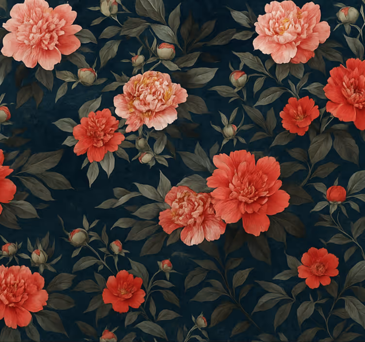 Living area wallpaper vintage dark botanical - TenStickers