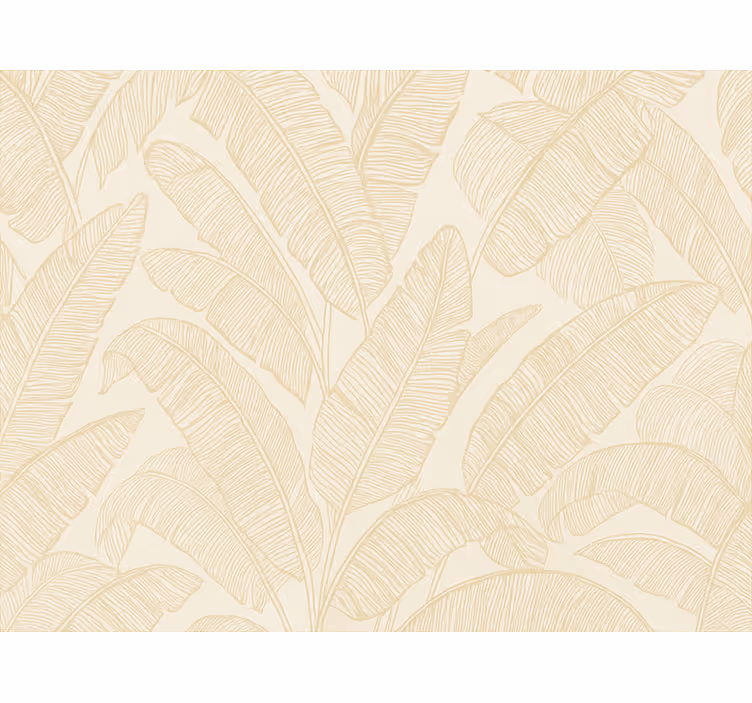 Living area wallpaper beige banana leaf design - TenStickers