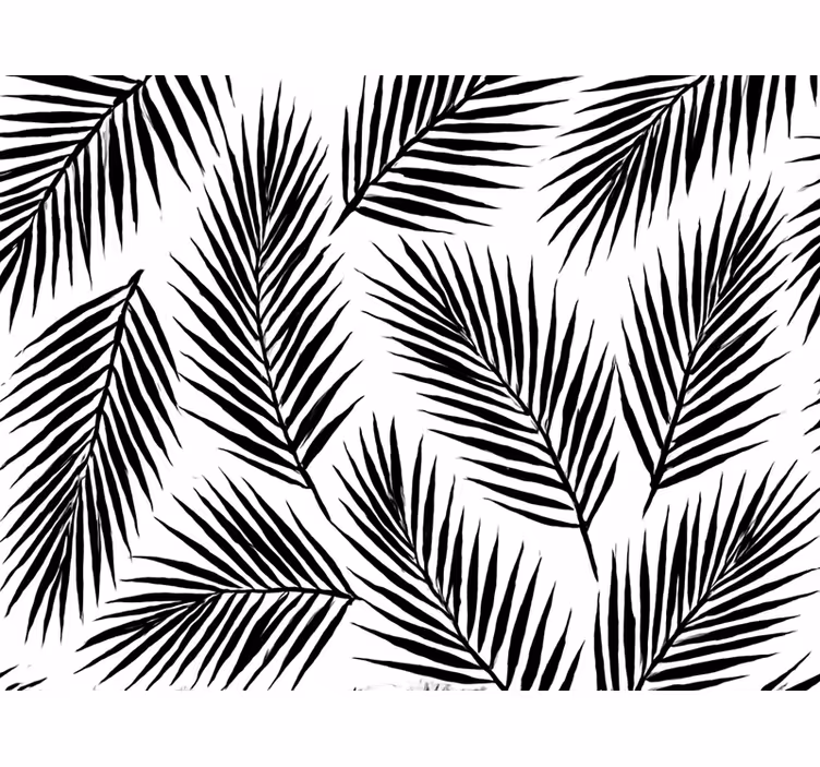 Leaves wallpaper black palm silhouettes - TenStickers