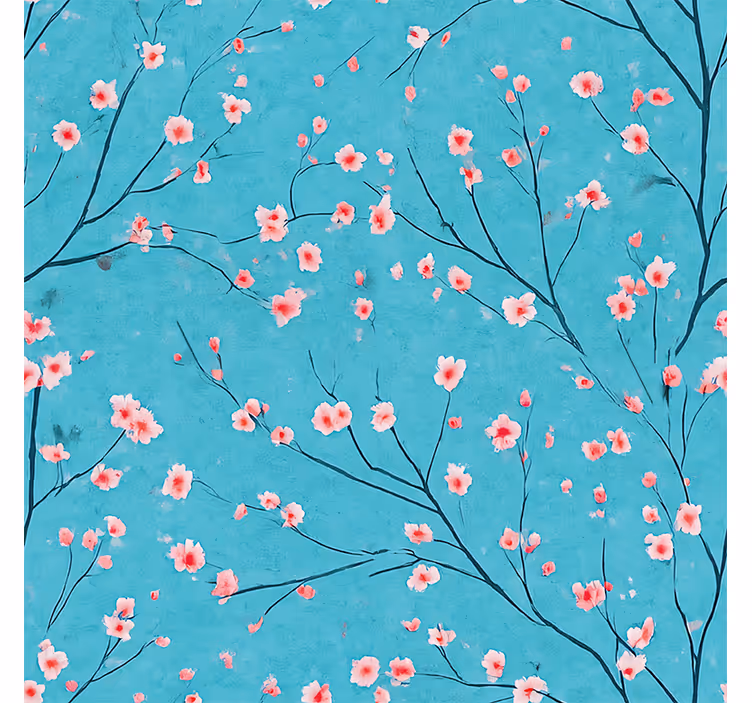 Flowers wallpaper teal cherry blossoms design - TenStickers