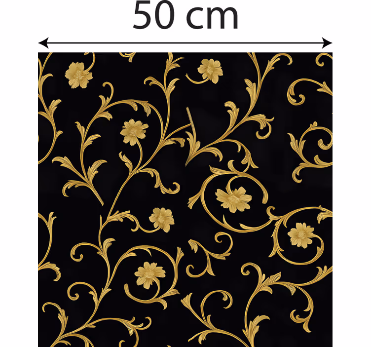 Baroque wallpaper gold scroll midnight noir - TenStickers