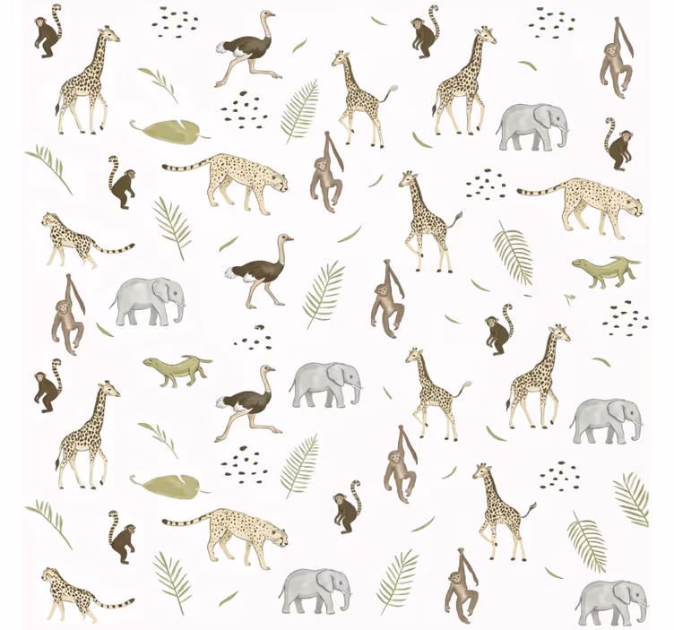 Wallpaper childrens room savanna animals kids - TenStickers