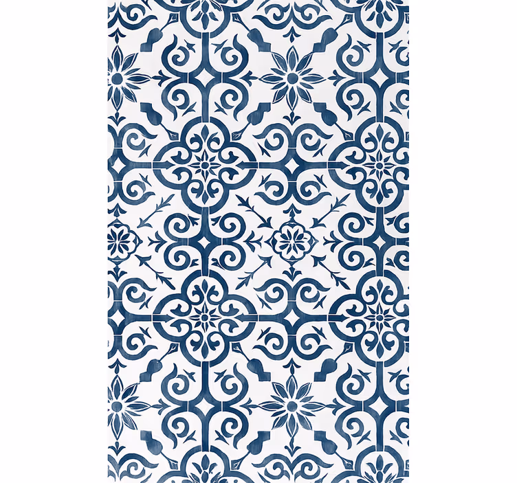 Tile effect wallpaper blue moroccan tile - TenStickers