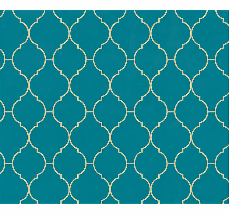 Living area wallpaper gold and turquoise design - TenStickers