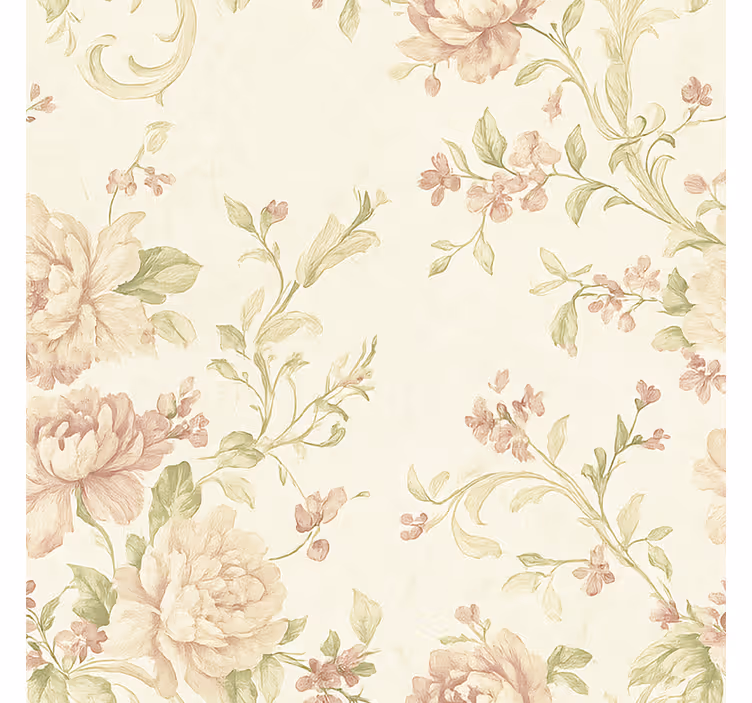 Master bedroom wallpaper light pink vintage floral - TenStickers