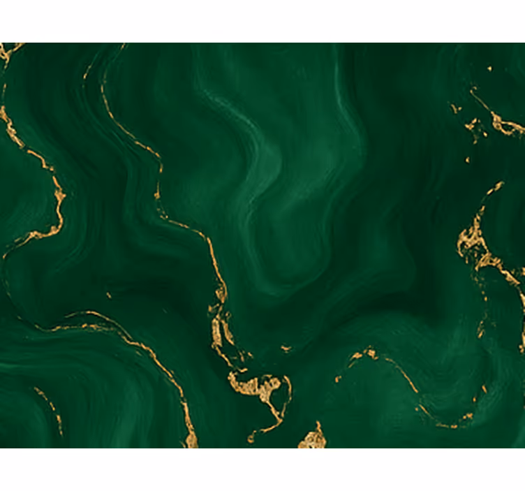 Master bedroom wallpaper in emerald green with gold marble - TenStickers