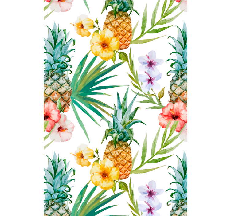 Flowers wallpaper painted pineapple design - TenStickers