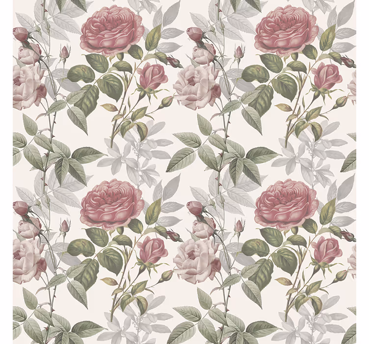 Flowers wallpaper with rose pattern - TenStickers