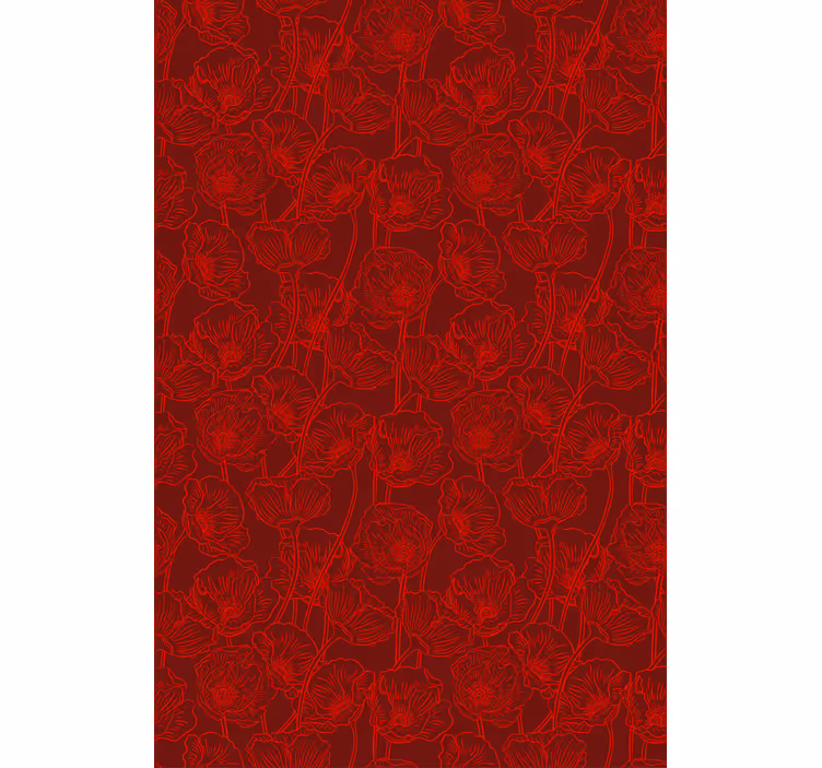Flowers wallpaper artistic poppies with stems - TenStickers