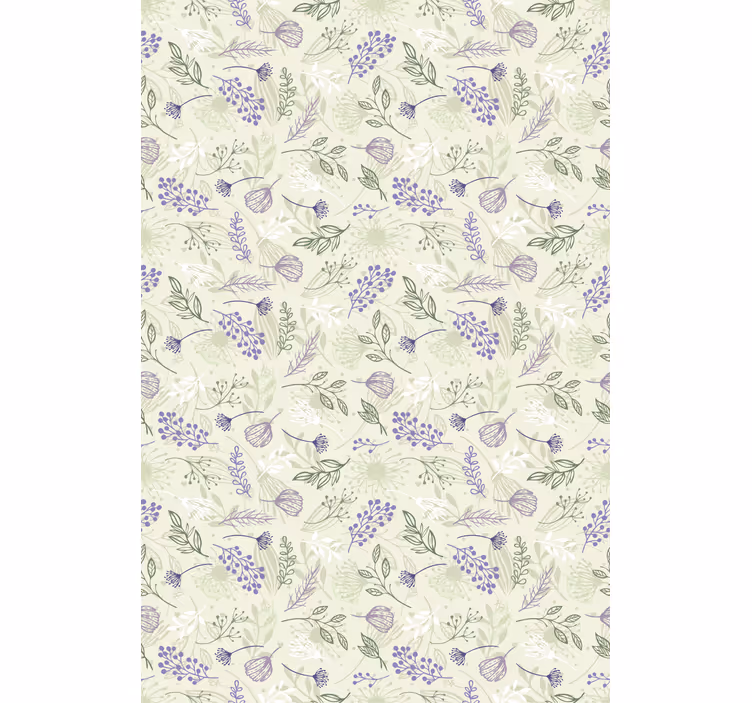 Flowers wallpaper with purple flowers on green - TenStickers