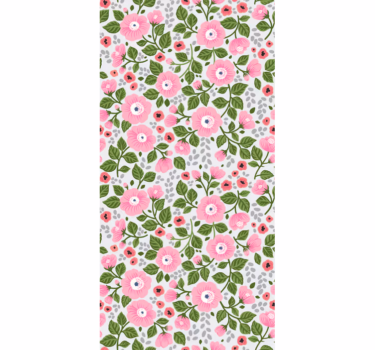 Flowers wallpaper in pretty pink blooms - TenStickers
