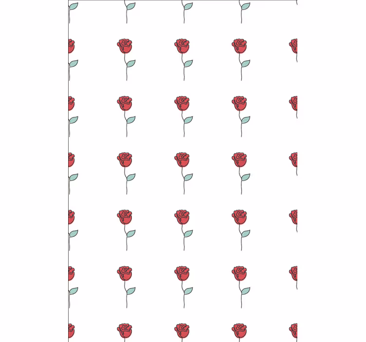 Flowers wallpaper featuring cute red rose line art - TenStickers
