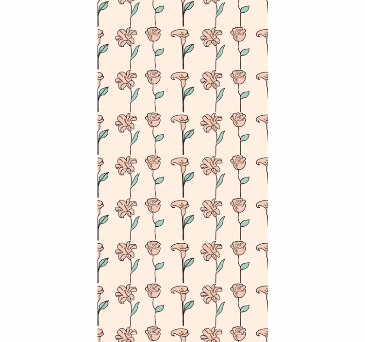 Floral wallpaper original design minimal flowers - TenStickers