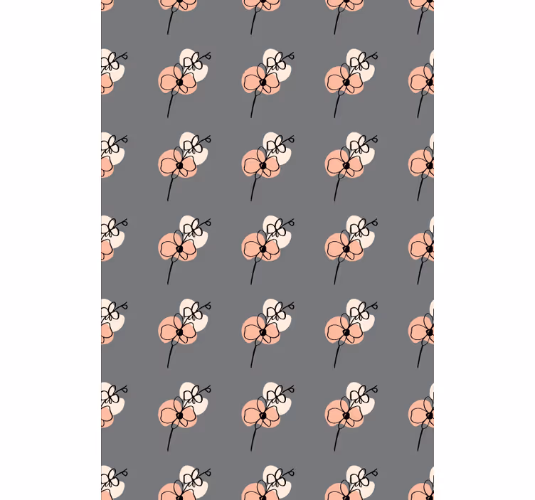 Floral wallpaper with orchid abstract line art design - TenStickers