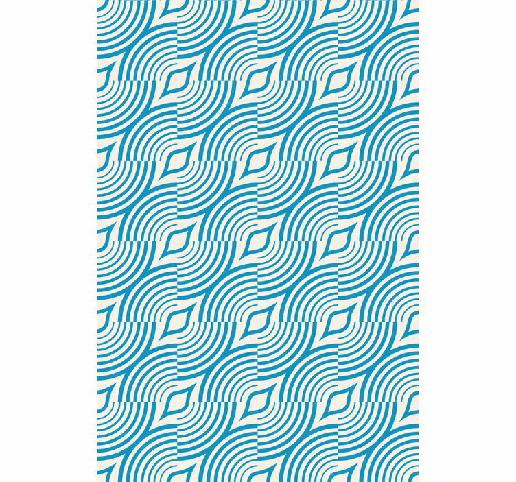 Floral wallpaper with blue sea pattern lines - TenStickers