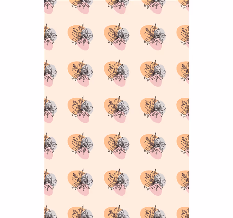Floral wallpaper cute pair of flowers minimalist design - TenStickers