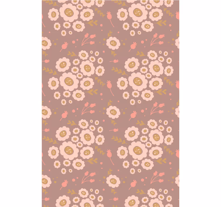 Floral wallpaper in pastel colored folk art pattern - TenStickers