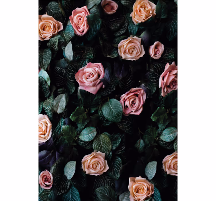 Floral wallpaper red rose flowers design - TenStickers