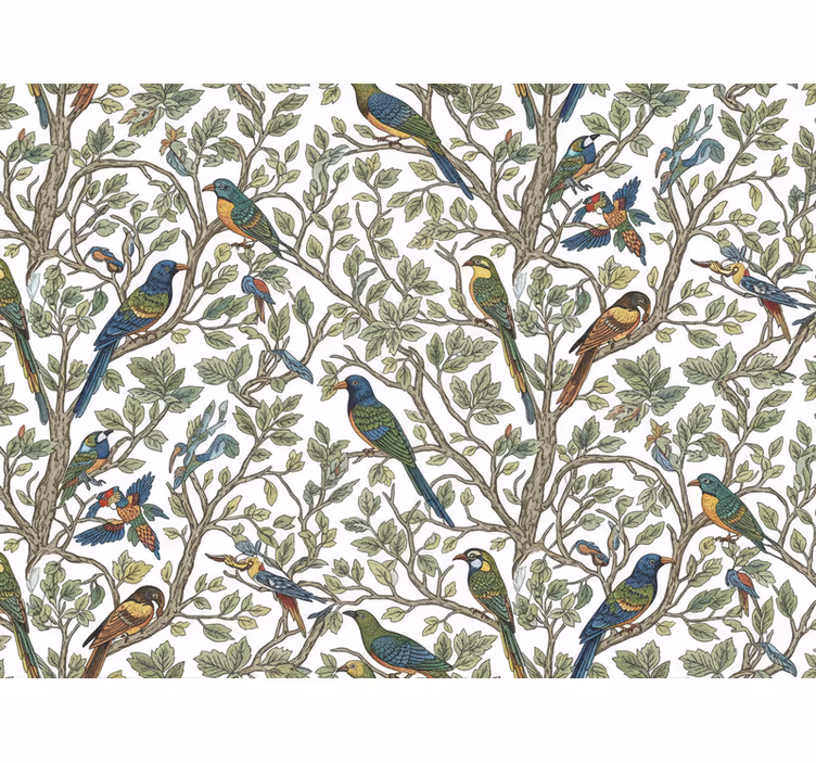 Wallpaper of a tree birds in forest - TenStickers