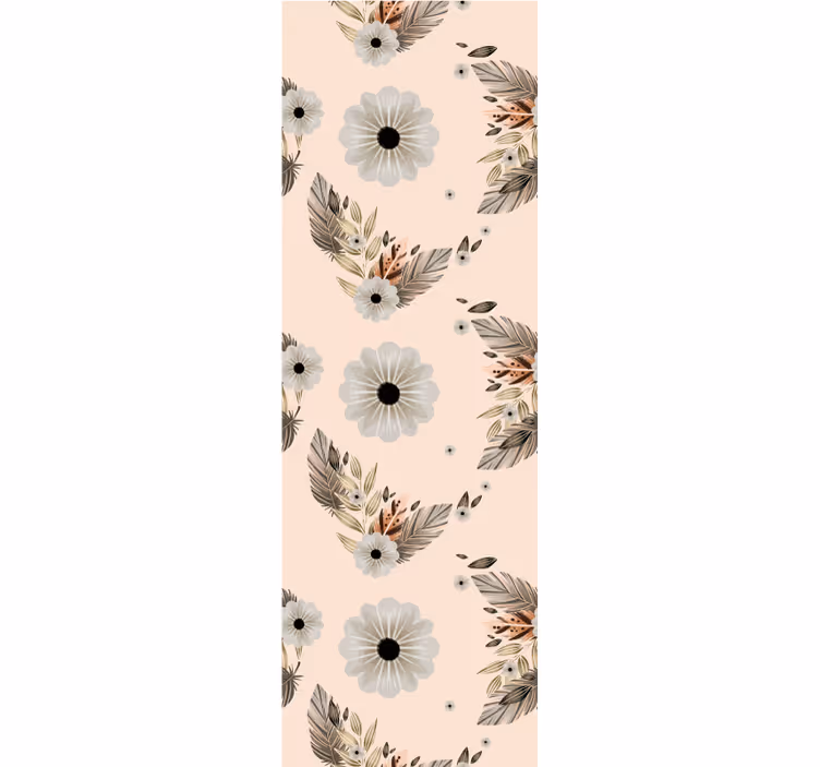 Wall paper in bedroom with pink and black flowers - TenStickers