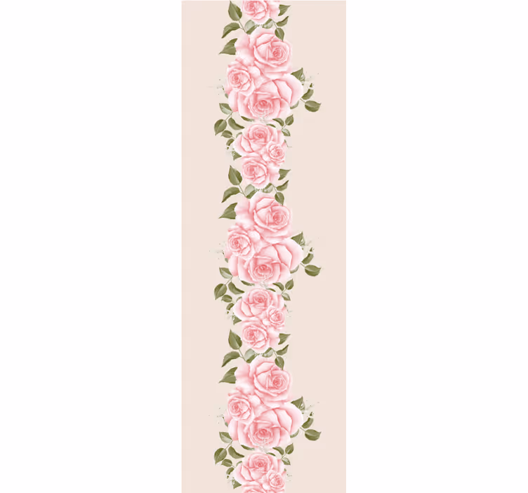 Vintage pink rose pattern wall paper in bedroom - TenStickers