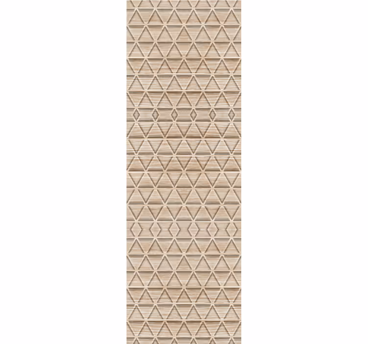Wood effect triangle geometric pattern wall paper in bedroom - TenStickers