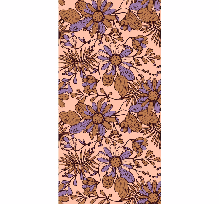 Wall paper in bedroom african style brown floral design - TenStickers