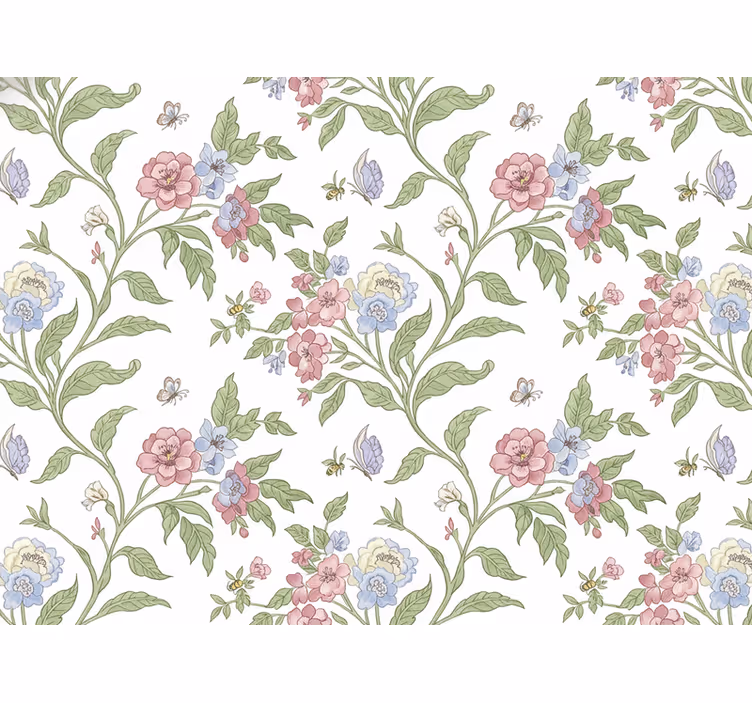 Flowers wallpaper light country house design - TenStickers