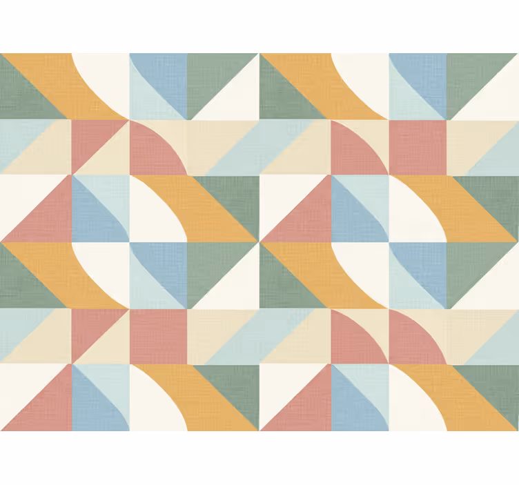 Rustic wallpaper in soft pastel geometric patterns - TenStickers