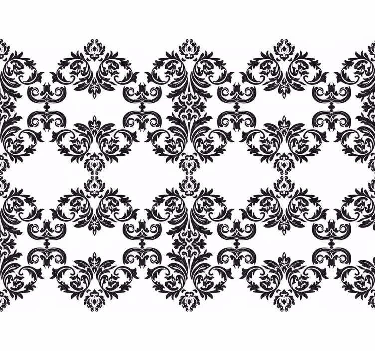 Baroque wallpaper black damask floral pattern - TenStickers