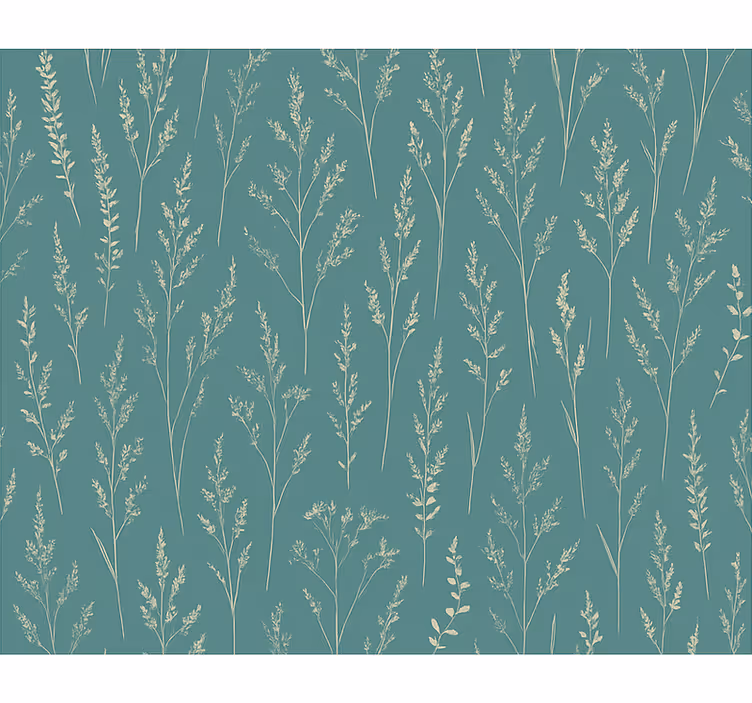 Flowers wallpaper muted teal wild meadow - TenStickers