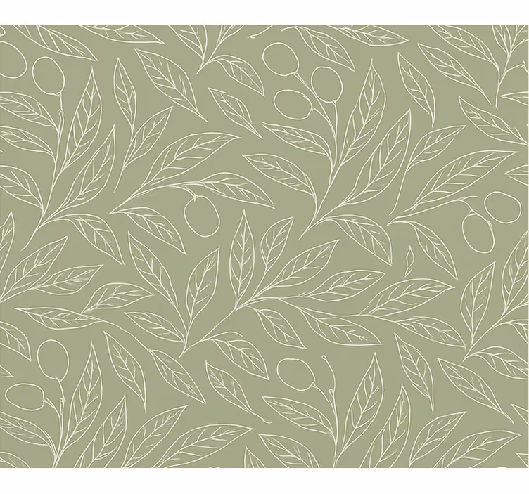 Leaves wallpaper muddy green olive branches - TenStickers