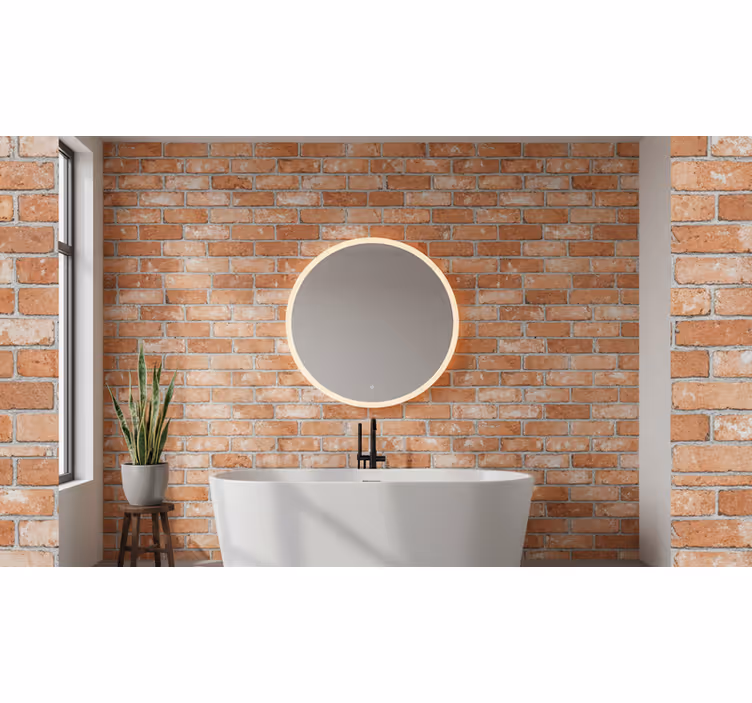 Stone effect wallpaper in cold orange brick design - TenStickers