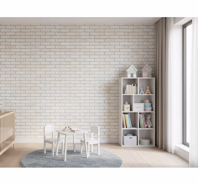Stone effect wallpaper light-colored brick design - TenStickers