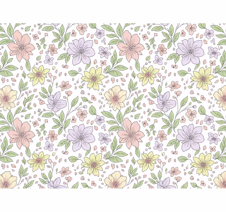 Leaves wallpaper in various soft colors - TenStickers