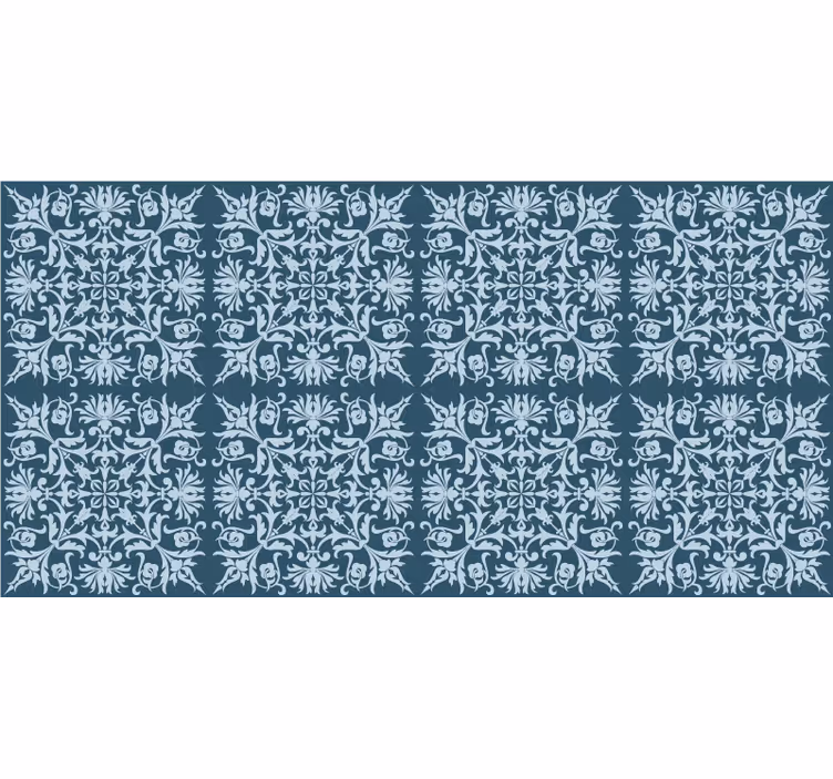 Blue wallpaper french provincial floral design - TenStickers