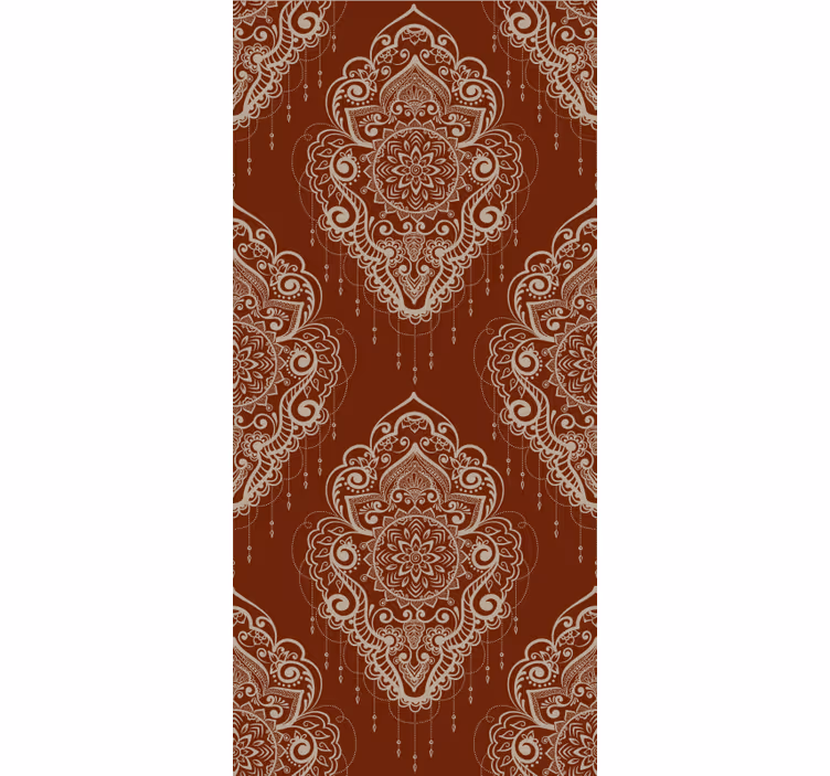 Red wallpaper with elegant mehndi ornament - TenStickers