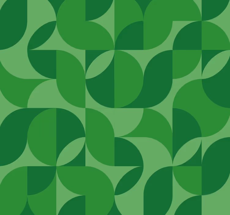 Green wallpaper retro geometric design - TenStickers