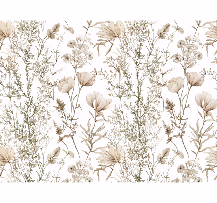 Leaves wallpaper delicate floral arrangement - TenStickers