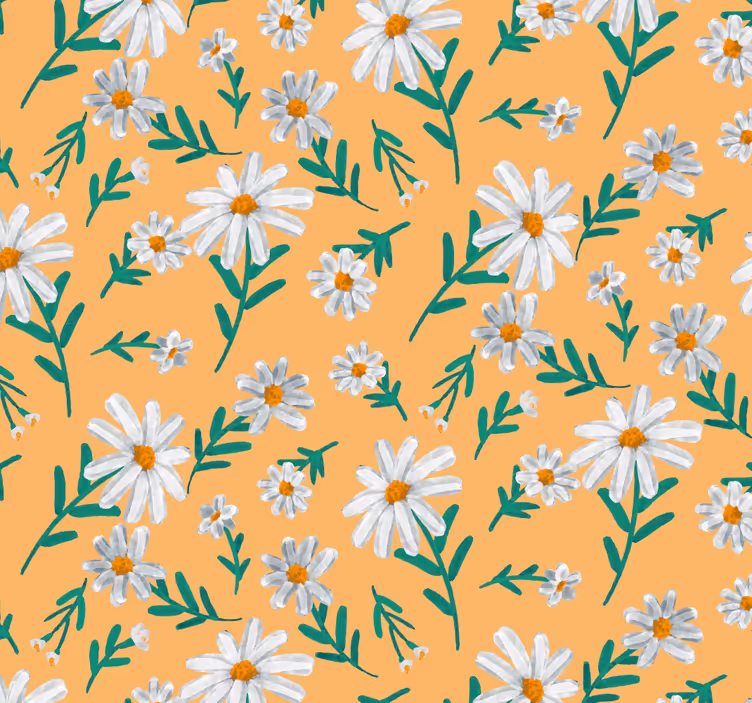 Flower Wallpaper daisy on the yellow background - TenStickers