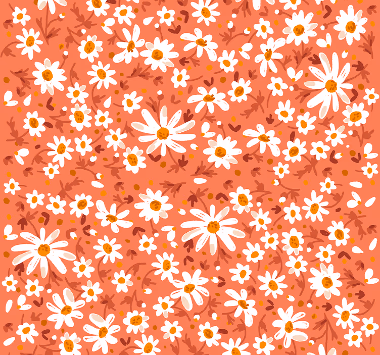Daisies on brown background flowers wallpaper - TenStickers