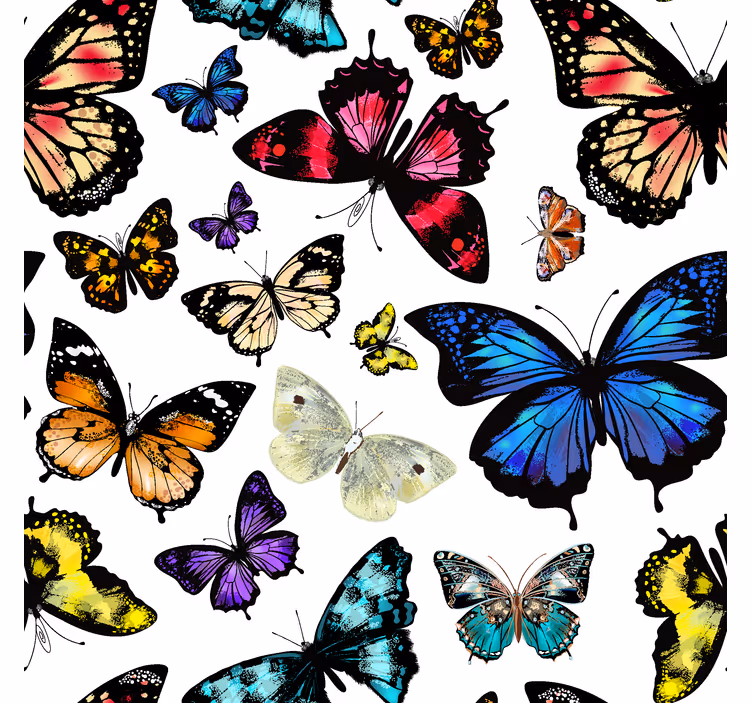 Colored flying motif butterflies wallpaper - TenStickers