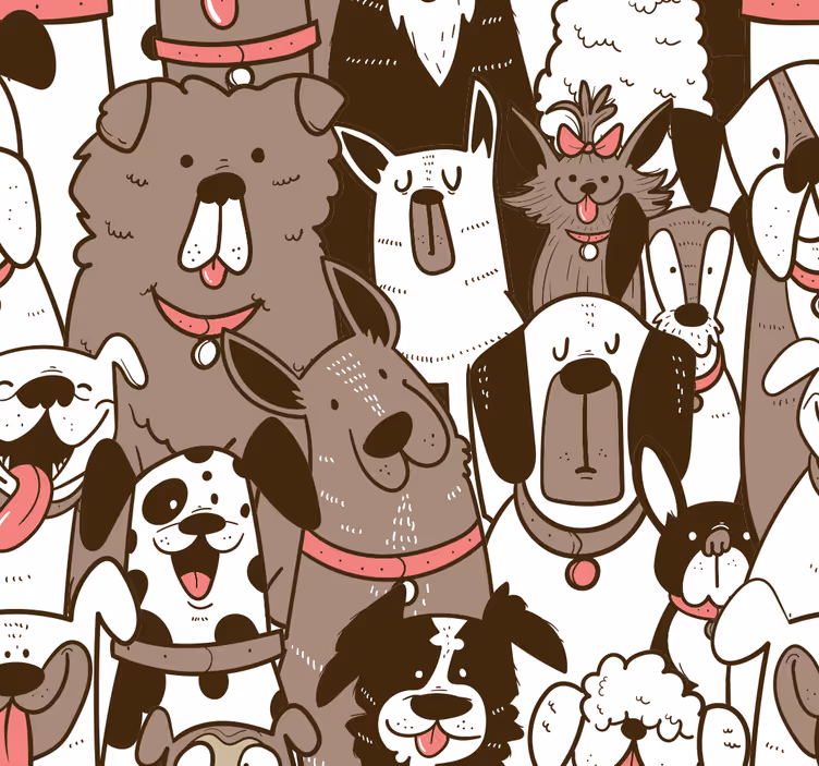 Happy Faces cute dog wallpaper - TenStickers